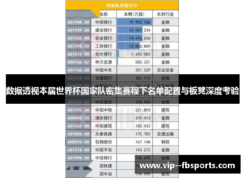 数据透视本届世界杯国家队密集赛程下名单配置与板凳深度考验